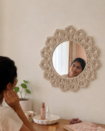 Petal Knot Mirror - White