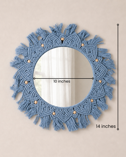 Beaded Sun Mirror - Blue