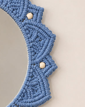 Beaded Sun Mirror - Blue