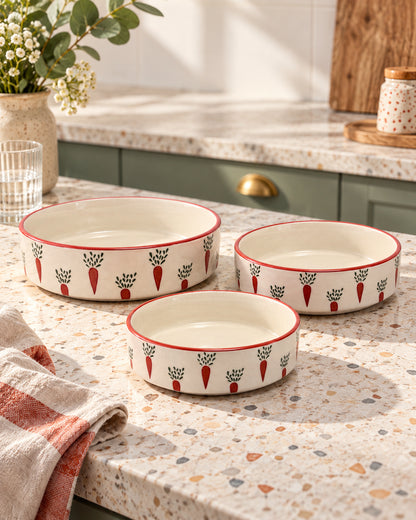 Set of 3 Salad Bowls- Carrot Club