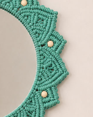 Beaded Sun Mirror - Green