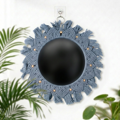 Grey Beaded Sun Mirror