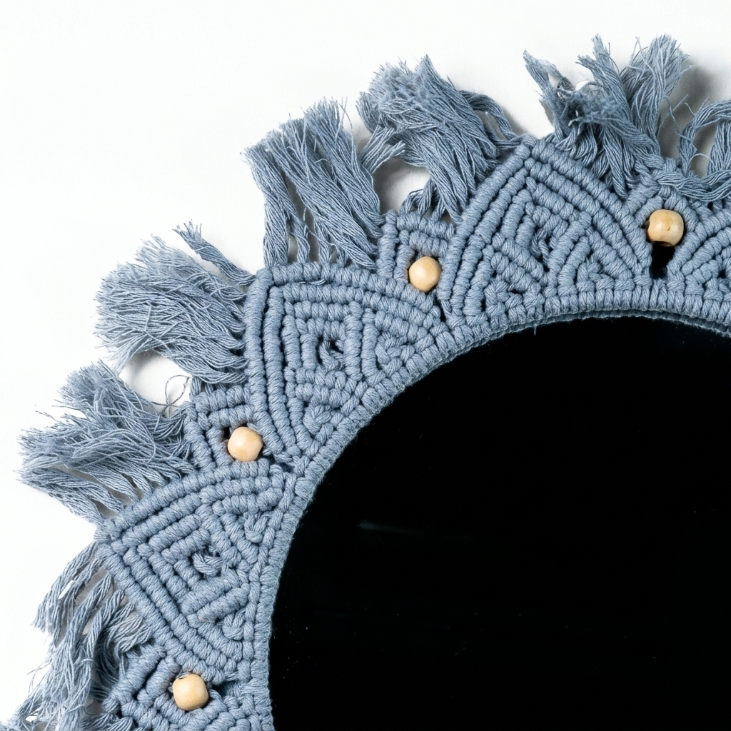 Grey Beaded Sun Mirror