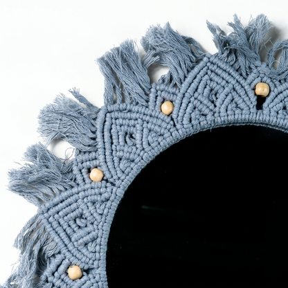 Grey Beaded Sun Mirror