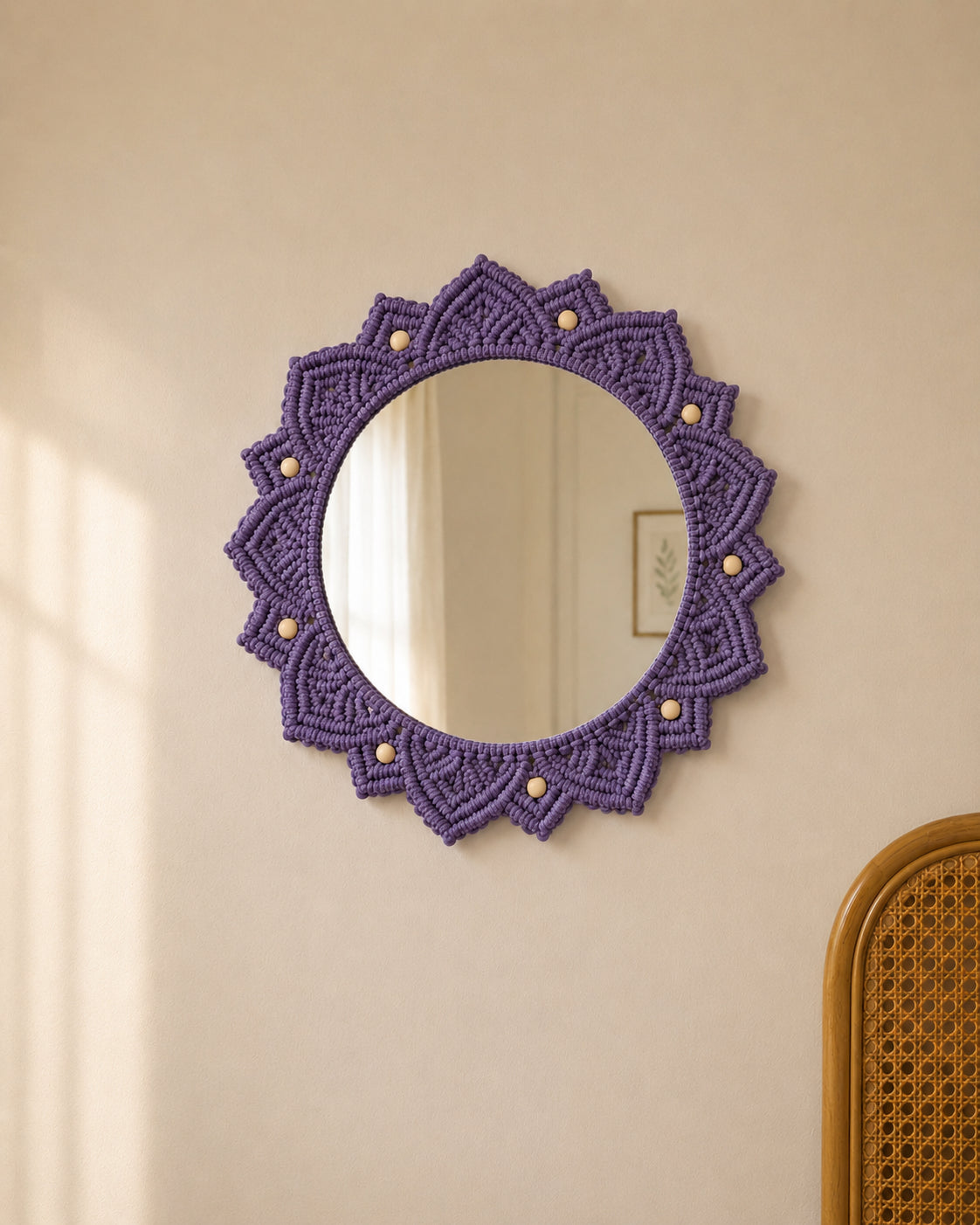 Beaded Sun Mirror - Lavender