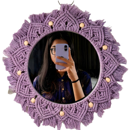 Lavender Beaded Sun Mirror