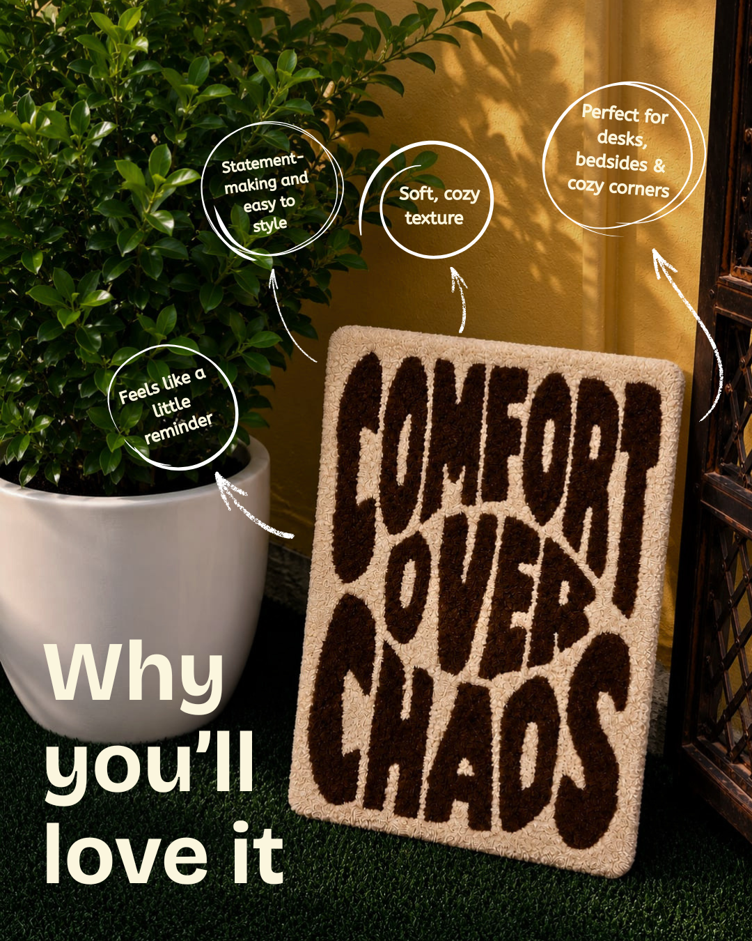 Comfort Over Chaos Tufted Wall Art