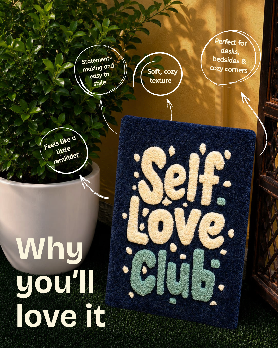 Self Love Club Tufted Wall Art