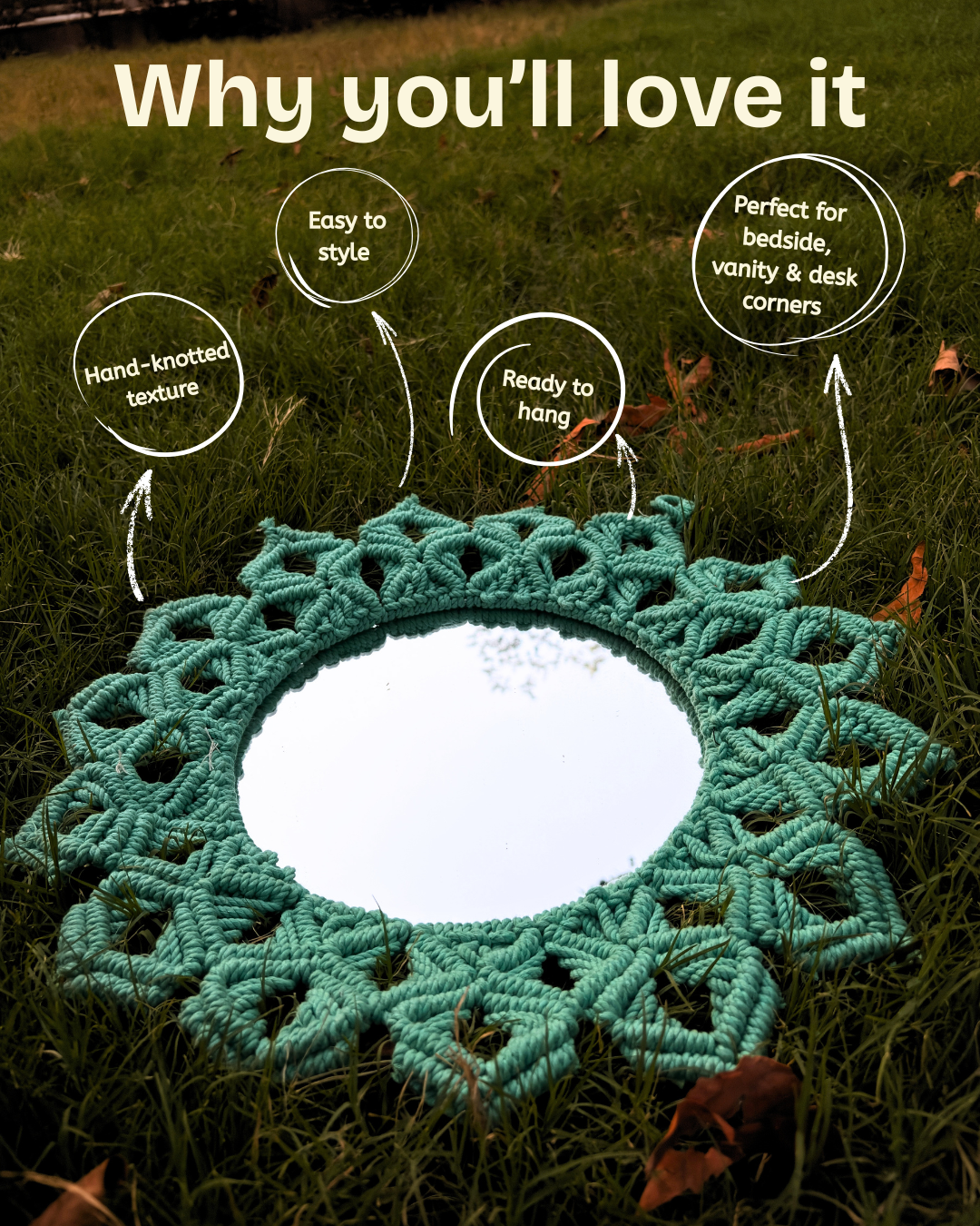 Petal Knot Mirror - Aqua