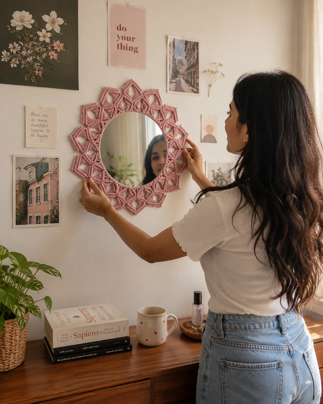 Petal Knot Mirror - Pink