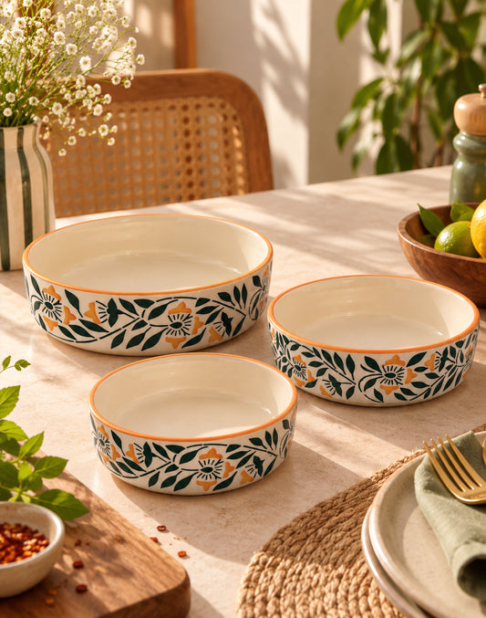 Set of 3 Salad Bowls- The Painted Meadow