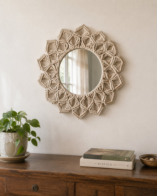 Petal Knot Mirror - White