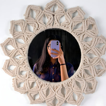 White Petal Knot Mirror