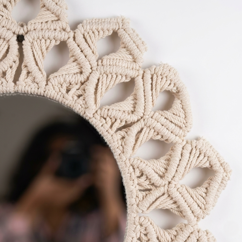 White Petal Knot Mirror